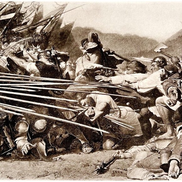 Arnold Winkelroed At Sempach Swiss Austrian War Gravure Victorian 1894 Art DWS11 - Picture 1 of 3